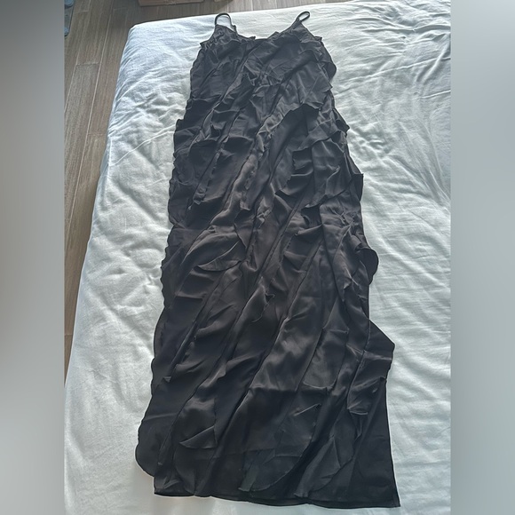NWT Anthropologie Black Ruffle Maxi Dress - Picture 6 of 8